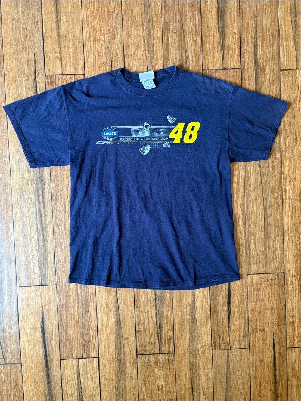 Jimmie Johnson Chase Authentics T-shirt Men’s Sz Large 2 Sided Navy Blue NASCAR